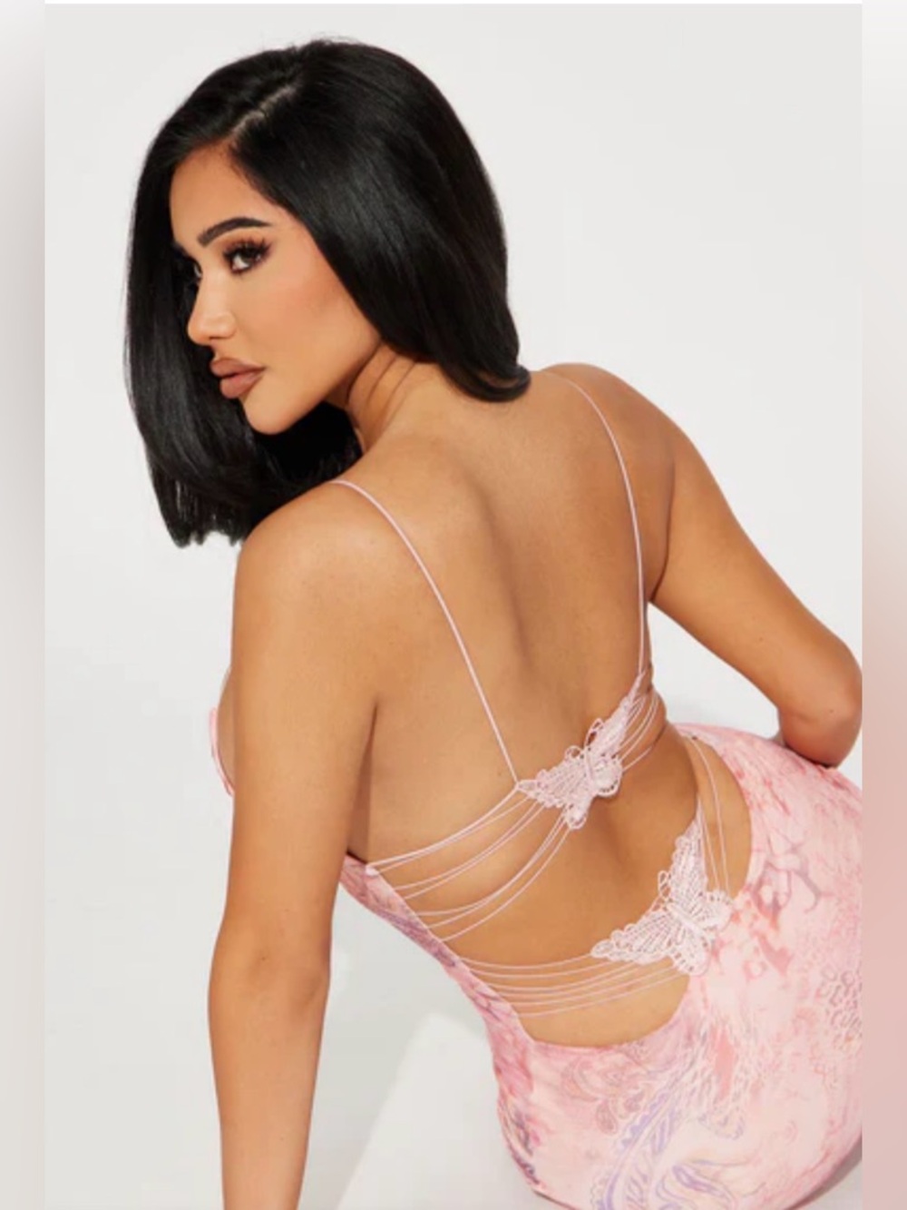 FASHION NOVA Mariposa Mesh Dress/STRAPPY BUTTERFLY BACK DRESS - Picture 3 of 15